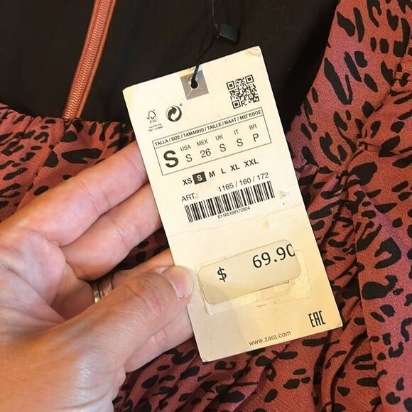 NWT ZARA LEOPARD PRIND RUSCHED MINI DRESS WITH RUFFLES SIZE SMALL - Picture 8 of 8